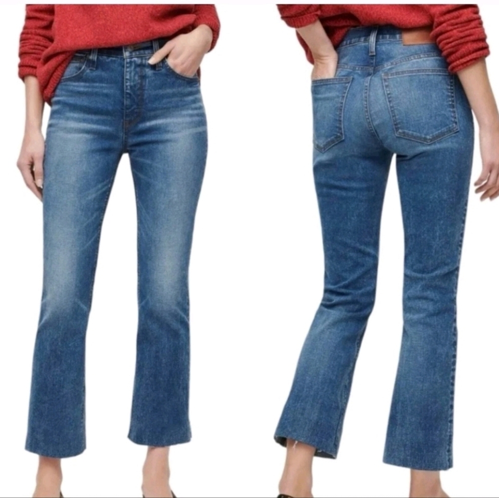 J. Crew Women's 9" Demi Boot Cropped Jeans Light Blue Wash High Rise Size 30